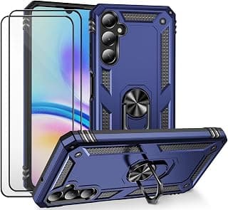 Coque pour Samsung Galaxy A05S Bleu étui Protection avec 2 Verre Trempé Support Armure Robuste Antichoc Silicone TPU 360 degré Cas de téléphone de Voiture Bumper
