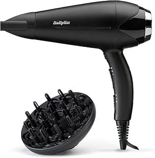 BaByliss Turbo Smooth Hair Dryer - Powerful 2200W Hair Dryer, Wide Diffuser, Anti-Frizz Ion Technology, 3 Temperature Settings and 2 Speed Settings, Black, D572DE