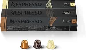 Nespresso Espresso Trio Coffee Capsules - Vanilio, Caramelito, Ciocattino - 30 Count