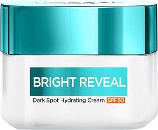L'Oréal L'Oréal Paris Bright Reveal Crème hydratante anti-taches SPF 50 pour le visage, filtres UV avec Mexoryl 400 breveté, complexe hydratant à 5,6% et 2% de niacinamide, protège, éclaircit et unifie le t