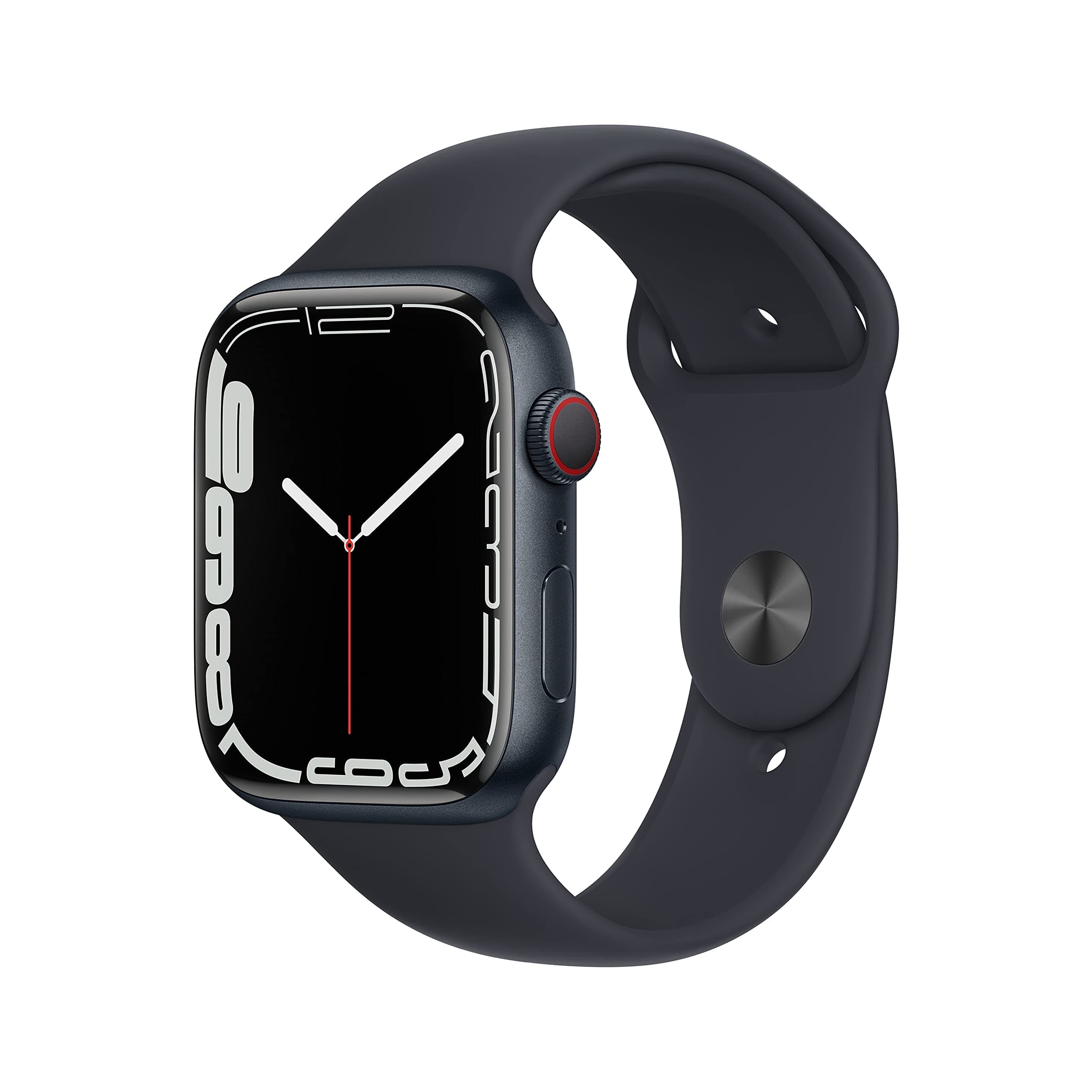 Apple Watch Series 7 (GPS + Cellular, 45 mm) Midnight Aluminium Case with Midnight Sport Strap (Refurbished) - Image 1