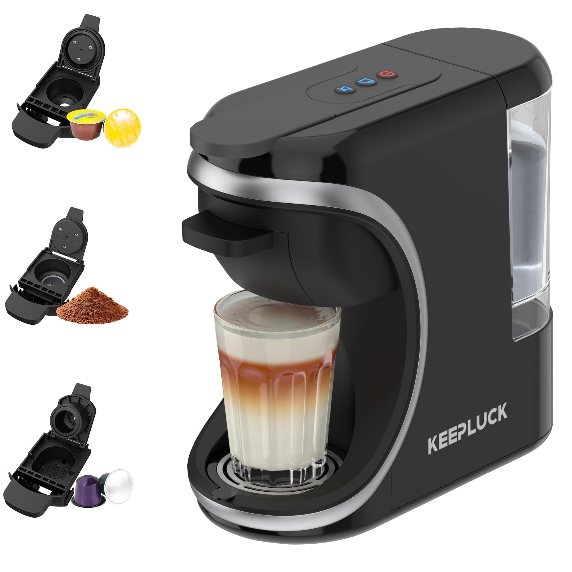 ST-551 3-in-1 Coffee Machine for Nespresso Original/Dolce Gusto and Ground Coffee, Water Tank with 600ml Capacity