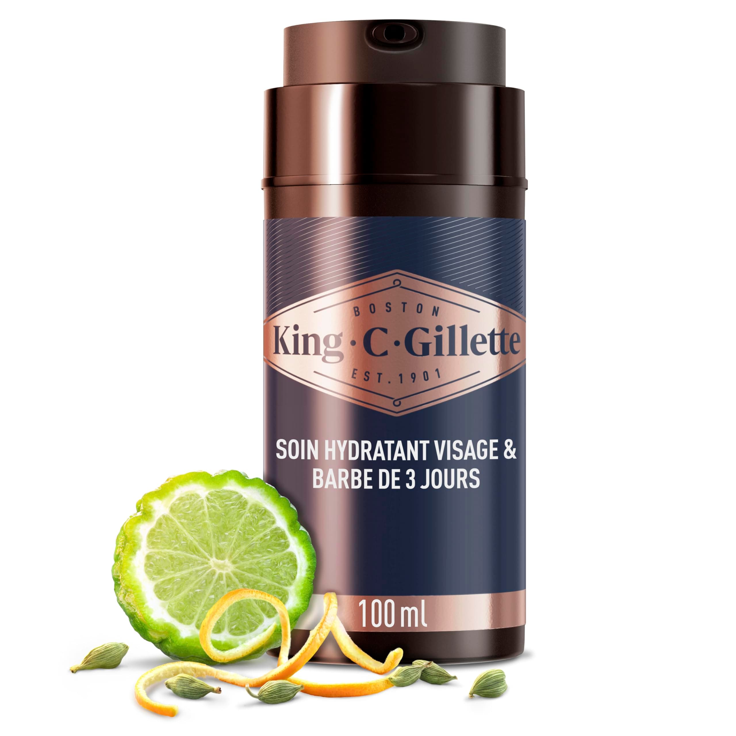 Gillette King C Men's Moisturizing Cream For Face And Short Beard, Softens Skin, Infused With Signature Fragrance With Notes Of Bergamot, Vitamin B Complex, 100ml - Image 1