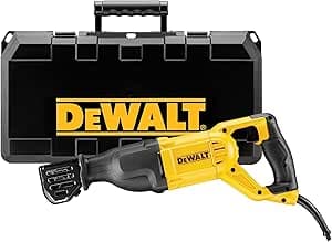 DEWALT DWE305PK-QS Corded Reciprocating Saw - 1100W - Special for Tough Applications - Vacuum Stroke 0-2800 cps/min - 29mm Blade Stroke - 4 Position Attachment - Heavy Duty Carrying Case, Yellow