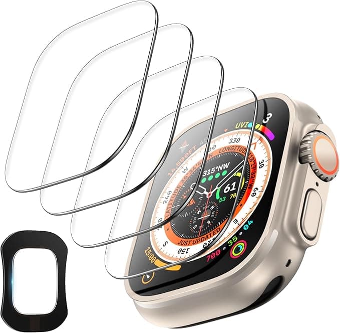 TOCOL Apple Watch Ultra 3/2/1 49mm Screen Protector for Apple Watch Ultra 3/2/1 49mm, Quick Installation, 9H Hardness, Bubble Free, Scratch Resistant, Tempered Glass for Apple Watch Ultra 4 Pieces