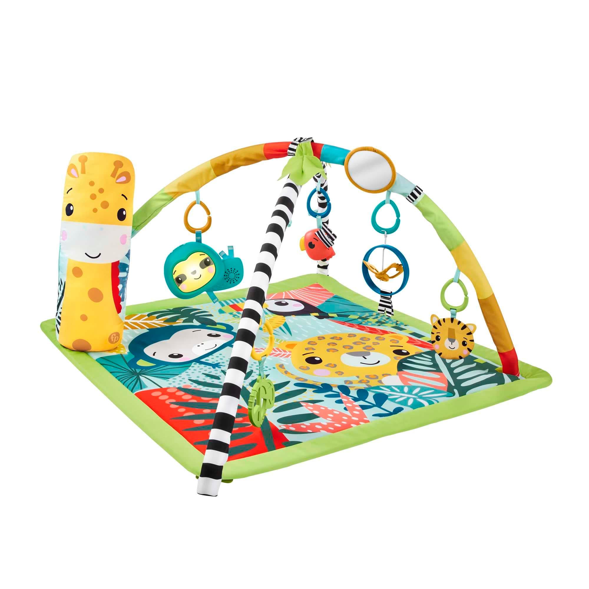 Fisher-Price Jungle 3 in 1 Tummy Play Mat with 6 Sensory Toys Luminous Sound and Adjustable Ark, Awakening Toy, From 6 Months, HJW08 - Image 1