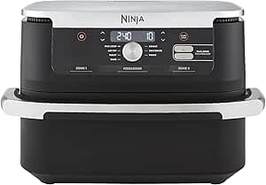 NINJA Foodi FlexDrawer Air Fryer 2 Compartments with Removable Divider, Large Capacity 10.4L, Air Fryer 7-in-1, Max 240°C, Removable Non-Stick, Dishwasher Safe, Black