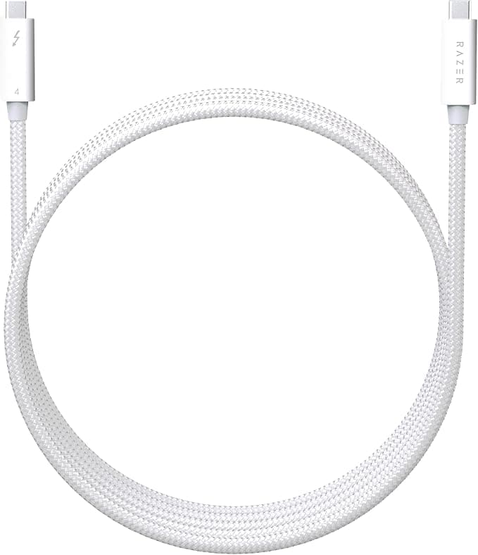Câble Razer Thunderbolt 4 (2.0 Meter), Jusqu’à 40 gigabits par seconde, Résolutions allant jusqu’à 8K | Blanc - Image 1