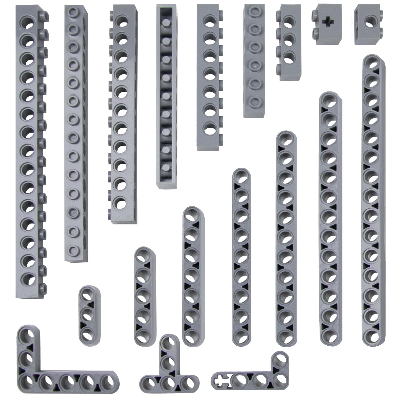 114 Pieces Construction Techniques Set - Hole Beams, Lifting Arms, L and T Beams Compatible LEGO - STEM Building Set for Kids and Adults (Grey)