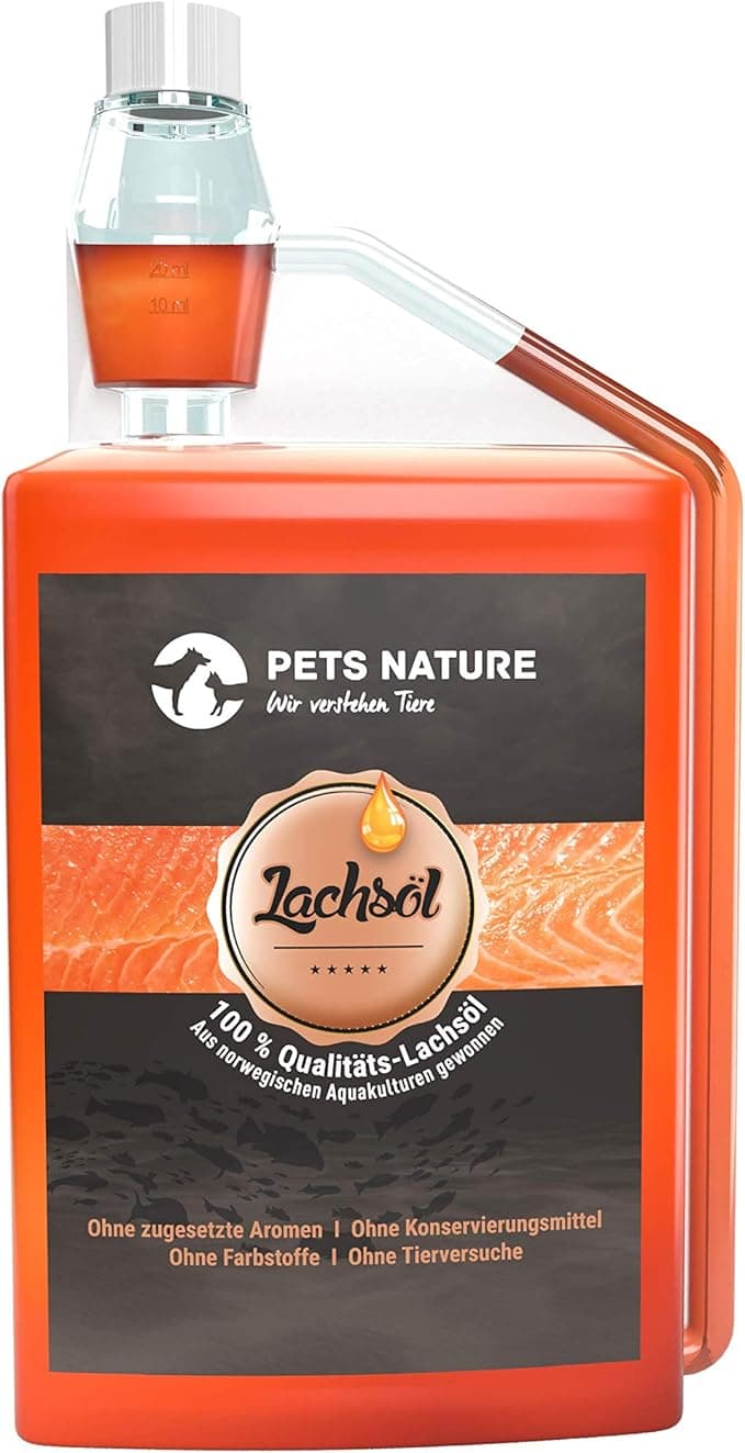 Salmon Oil Salmon Oil for Dogs and Cats - 1 Litre Premium Pure Fish Oil with Omega 3 & 6 for Your Dog, Cat and Horse, 1000 ml