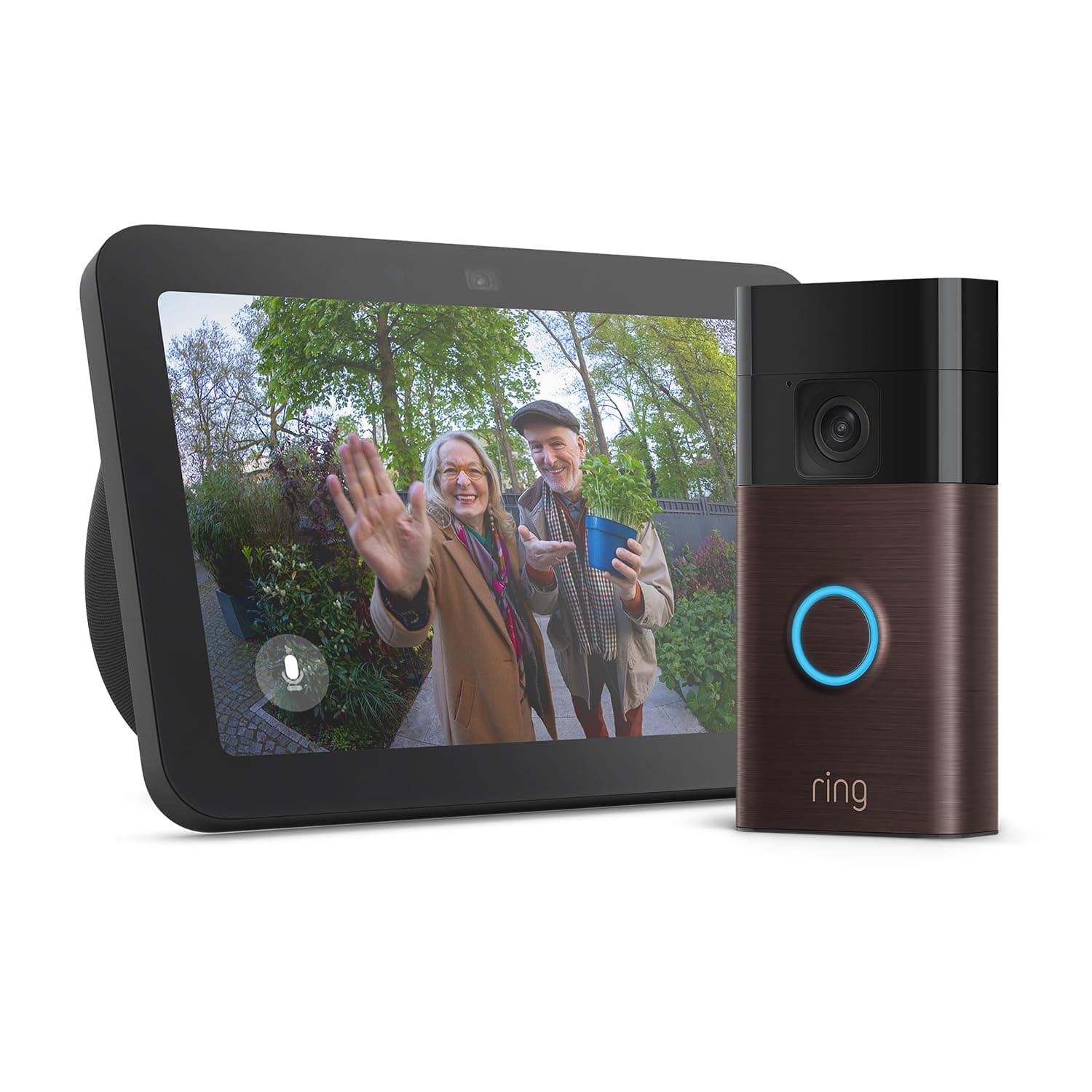 Echo Show 8 (Newest gen) | Charcoal + Ring Battery Video Doorbell (2024 release) | Venetian Bronze