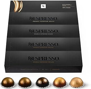 Nespresso Vertuo - Bundle 50 Caspules de café - Double Espresso, Torréfaction Moyenne, Intense - 20x Chiaro, 10x Scuro, 10x Dolce, 10x Bianco Doppio