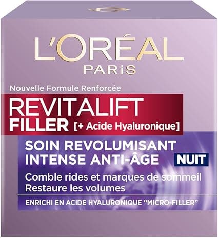 L'Oréal Paris - Revolumising Anti-Wrinkle & Volume Night Care - Moisturizing & Anti-Aging Cream - Hyaluronic Acid Concentrate - For Plumped Skin - All Skin Types - Revitalift Filler - 50 ml - Image 1