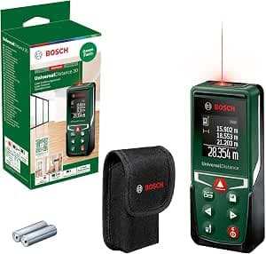 Bosch télémètre laser UniversalDistance 30 (mesures précises jusqu’à 30 m, fonctions de mesure, fonction mémoire, livré dans un carton)