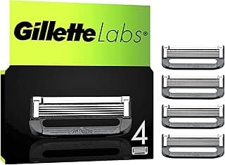 Gillette Gillette Labs Lot De 4 Recharges De Rasoir Pour Hommes, AUTHENTIQUES, A 5 Meilleures Lames De La Marque, Barre Exfoliante Pour Un Rasage Doux Et Efficace, Compatibles Avec Les Manches GilletteLabs
