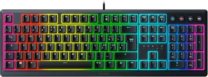 Razer Ornata V3 Mechanical Membrane Gaming Keyboard with UV Coating (Soft-Touch Magnetic Wrist Rest 10 Lighting Zones Razer Chroma RGB) Italian Keyboard | Black - Image 1