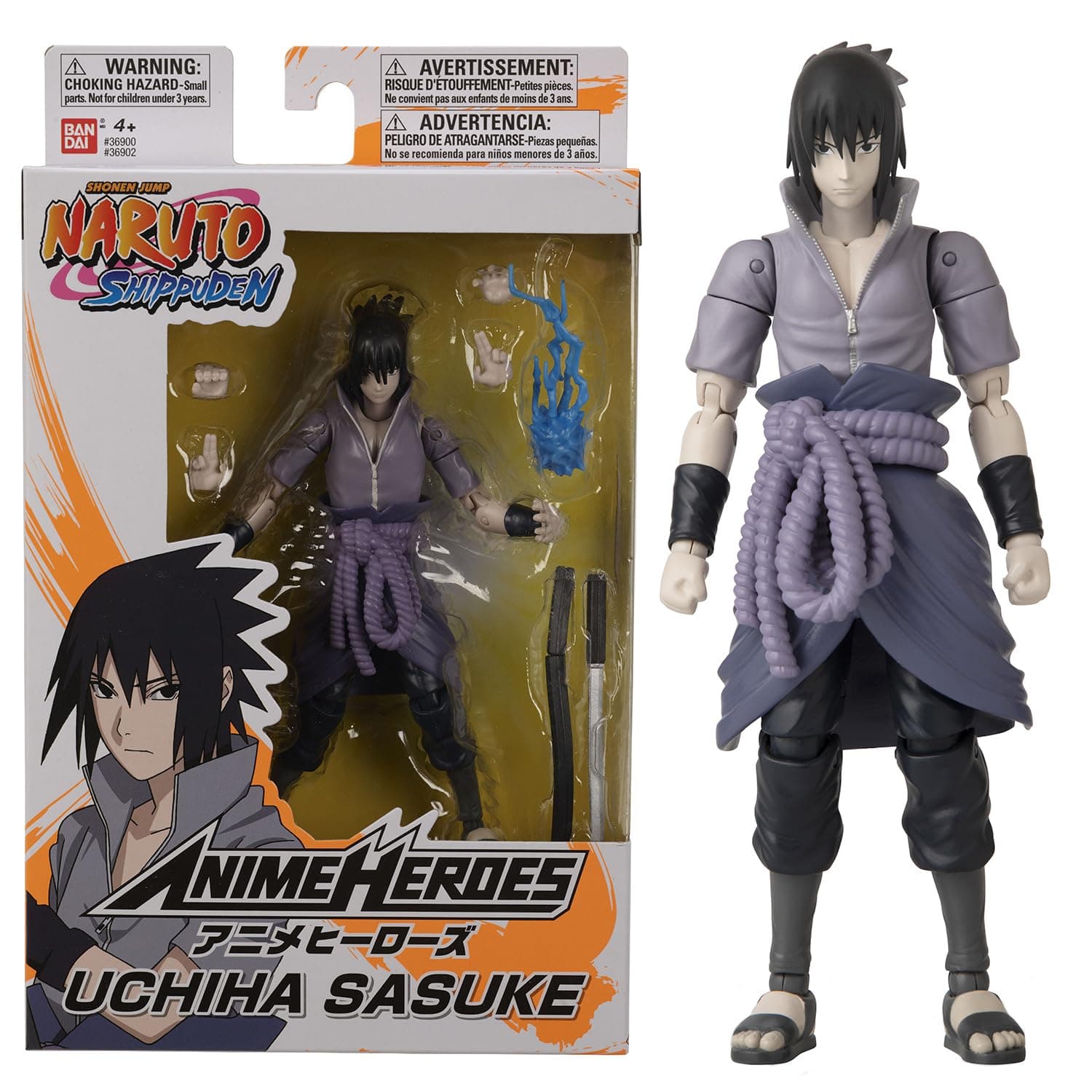 Bandai Bandai - Anime Heroes - Sasuke Uchiwa Figurine - Naruto Shippuden - Anime Heroes Action Figure 17 cm - Official Manga Naruto Licence - Articulated Sasuke Figurine - Child Toy 4+ - 36902