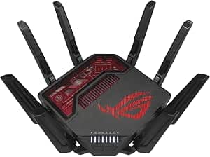ASUS ROG GT-BE19000 - Wi-Fi 7 Gaming Router - Tri-Band - 19Gb/s Speed - New Bandwidth 320MHz & 4096-QAM, Dual Port 10G, Triple Game Accelerator, Free Network Security, AiMesh