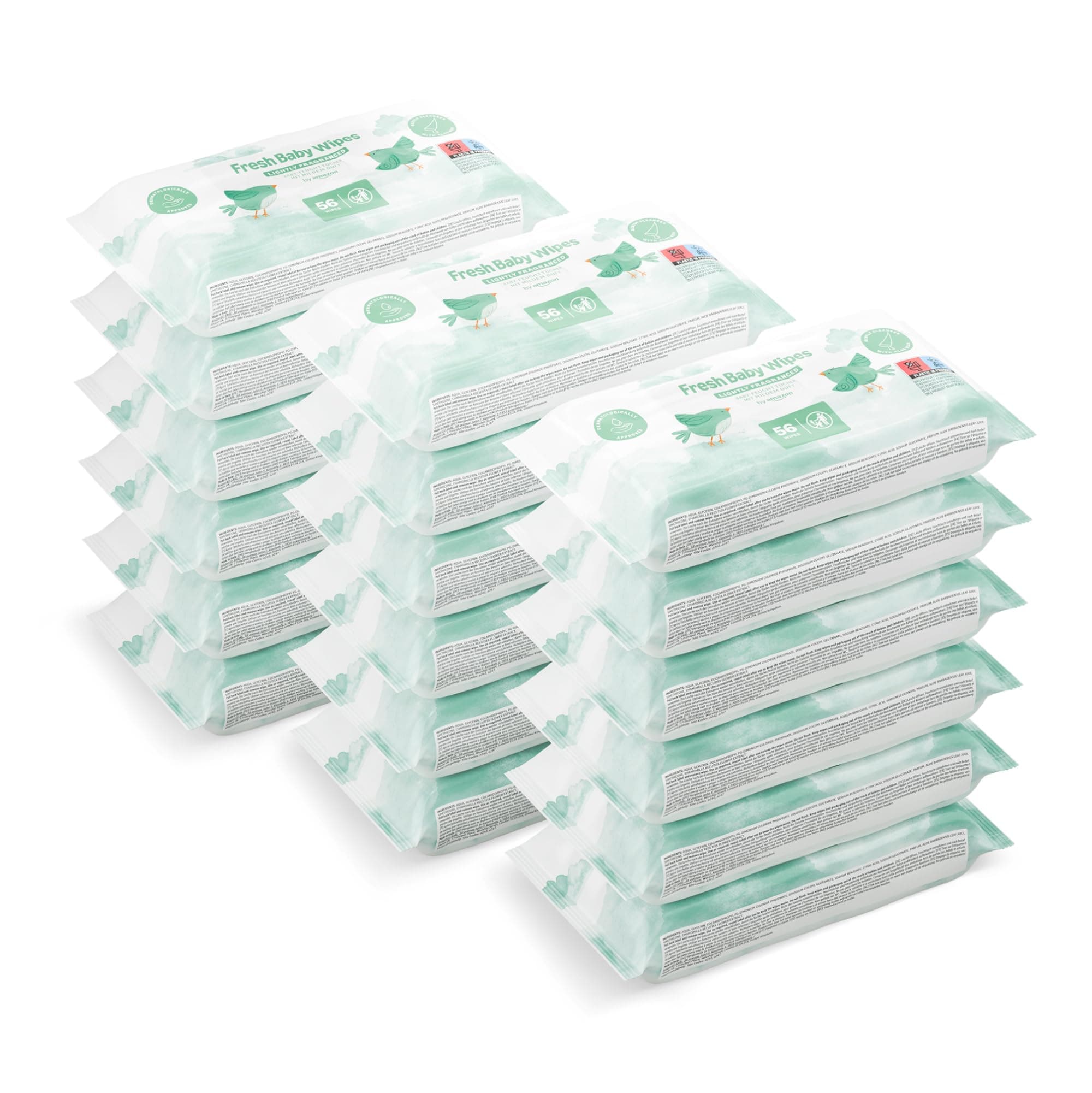 by Amazon Fresh Baby Wipes, 1008 Wipes, Lightly Scented, Pack of 18 Packs of 56 (Formerly Mama Bear Brand, Same Product)