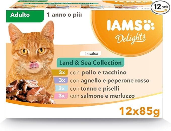 IAMS Delight Cat Adult Wet Food in Land & Sea Sauce Land & Sea Collection 12 sachets x 85g - Image 1