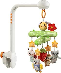 TUMAMA TUMAMA KIDS Musical Mobile Baby Bed, Night Light with Light Projection, Baby Toy 0 3 6 9 Months, Remote Control Mobile Baby Bed Sensory Toy for Newborn Gift