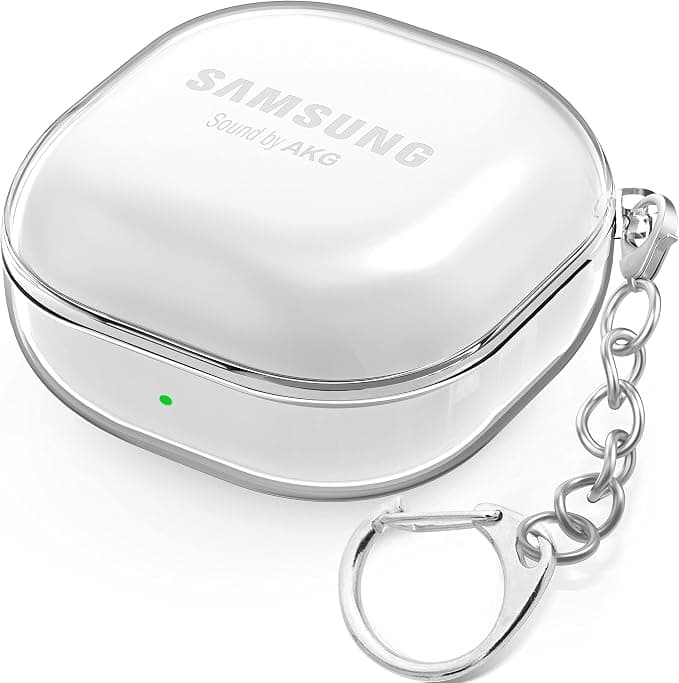 Transparent Protective Case for Samsung Galaxy Buds FE 2 Pro 2 Live [Front LED Visible] [With Carabiner] Protective Cover