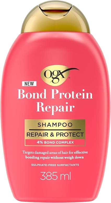 OGX Bond Protein Repair Shampoo 385ml - Repair Shampoo for Dry and Damaged Hair, Anti-Frizz, Protects and Strengthens - Sulfate Free Shampoo for Smoother, Resilient and Hydrated Hair - Image 1
