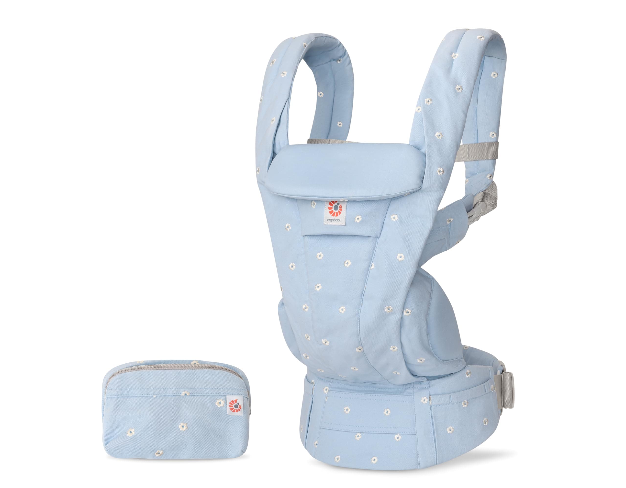 Ergobaby Ergobaby Omni Deluxe All-in-One Baby Carrier for Newborns from Birth up to 20kg, Ergonomic Cotton 4-Position Baby Carrier Back, Travel Baby Carrier, Serene Blue Flowers