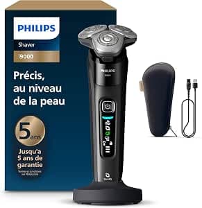 Philips i9000 Shaver, Wet and Dry Electric Shaver, Ink Black, With Skin IQ Technology, Triple Lift & Cut System, SteelPrecision Dual Blade 360° Rotating, Model X9000/10