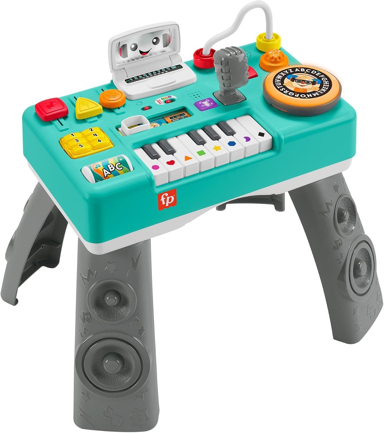 Fisher-Price Ma Table d’Activités de DJ Rires & Éveil | Table d'Activité Bébé Lumineuse et Musicale | Jouet d'Éveil Progressif dès 6 Mois, Version: Allemande Emballage réduit, HXG09 - Image 1