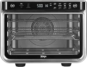 Ninja Foodi 10-in-1 Multifunction Oven, Portable Mini Oven, Work Surfaces, Multifunction Oven with 10 Cooking Functions; Air Fry, Roast, Grill, Bake and More, Silver/Black DT200EU