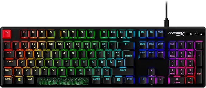 HyperX HyperX Alloy Origins PBT Mechanical Gaming Keyboard PBT Keycaps, RGB Keycaps, HyperX Mechanical Switches, Compact Switches, Portable, Sturdy Aluminum Case, Adjustable Legs, Black