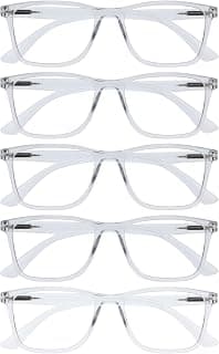 OPULIZE NYX Lunette anti lumiere bleue femme & homme - Lunette Loupe Ecran/Gaming - Lot de 5 - Anti-éblouissement, UV400, Légère - Rectangulaire - Translucide - + 1,00