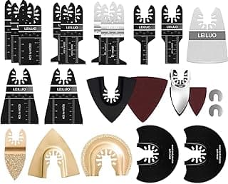 Makita LEILUO 82 Pièces Lames de Scie Oscillantes Bois Plastique Métal Universelle Outil Multifonctions Accessoires Kit y compris Sac de Rangement Convient pour DeWalt Parkside Black&Decker Makita et Plus