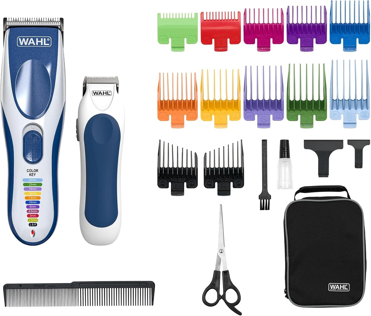 WAHL Color Pro Cordless Hair Clipper Ideal For Beginners, Cordless/Wireless; 8 Combs Colour Codes, Trimmer Finish Included