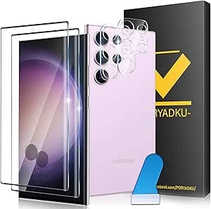 [2 + 2 Pieces] Samsung Galaxy S23 Ultra Protection Screen [6.8 Inches] + Camera Protector, Sensitive Fingerprint Touch, 3D Full Coverage for S23 Ultra 5G Tempered Glass