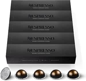 Nespresso Vertuo – Bundle of 50 Scuro Coffee Capsules – Intensity 11 – For Double Espresso 80ml – (5 Packs of 10)