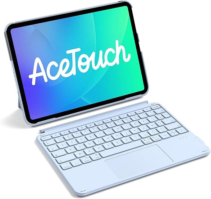 Inateck AceTouch Keyboard Case for iPad 11th/10th Gen, for iPad 10th (10.9")/11th (2025 A16), Air 11" M3/M2, Air 6/5/4th, Pro 11 4th/1re, Detachable Ultralight Keyboard with Touchpad, Blue AceTouch
