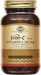 Solgar Ester C® Plus 500 mg - Vitamine C - Défenses naturelles - Système immunitaire - Vitalité et énergie - Ingrédient breveté - Immunité - Complément Alimentaire - Flacon de 50 gélules végétales