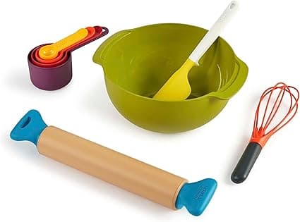 Joseph Joseph Casdon Joseph Joseph Bake | Pastry Set for Children from 3 Years | with a Mobile Rolling Pin to Feed Imagination!