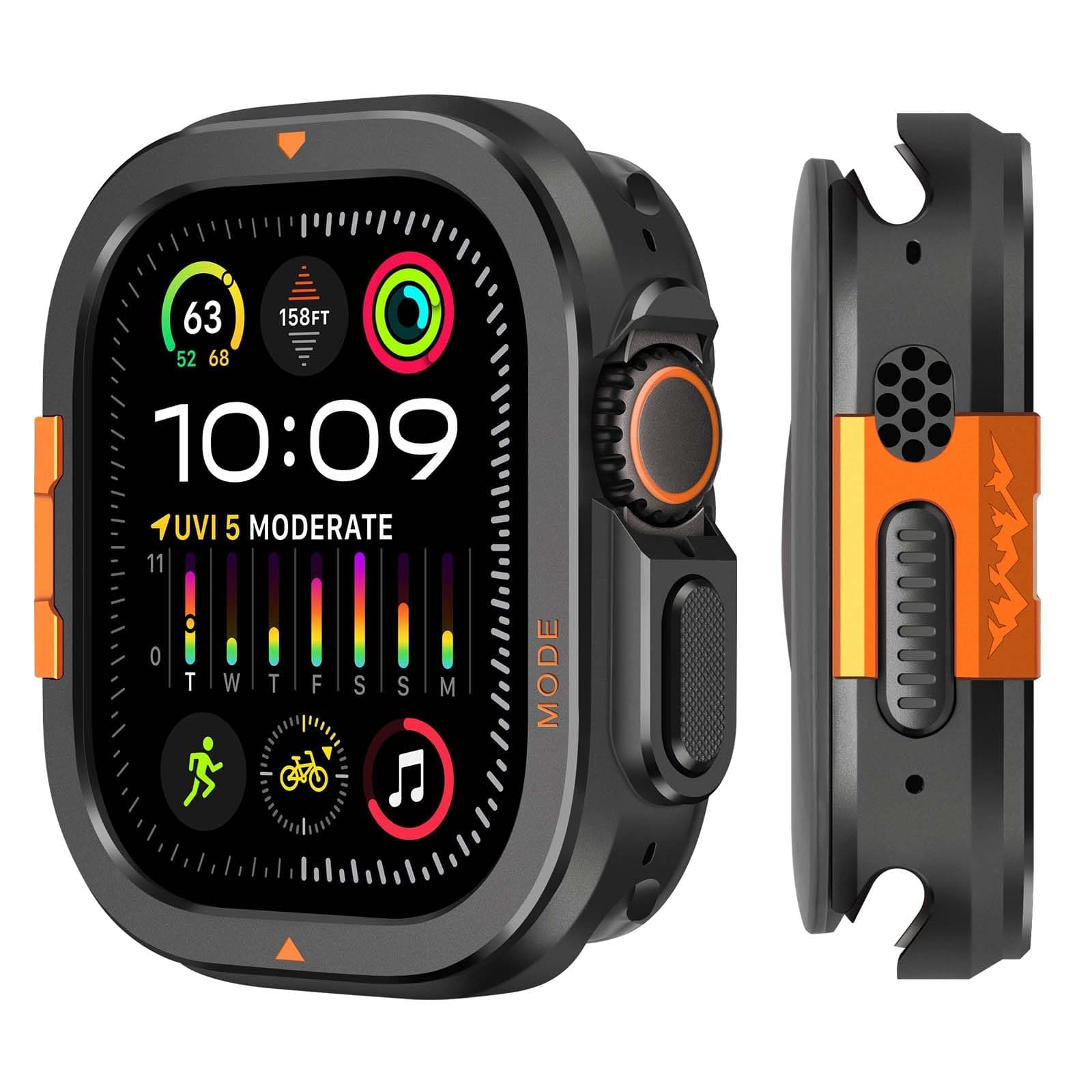 2 in 1 Case Compatible with Apple Watch Ultra 2/1 49mm Cover, Rugged Bumper Protective Case with Back Cover for iWatch Ultra 49mm, Black