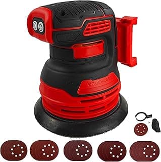 Milwaukee Ponceuse excentrique sans balais pour batterie Milwaukee M18 18 V, ponceuse à main électrique Brushelss de 12,7 cm avec 20 papiers abrasifs de 125 mm, rotation à 3 vitesses, 8 trous