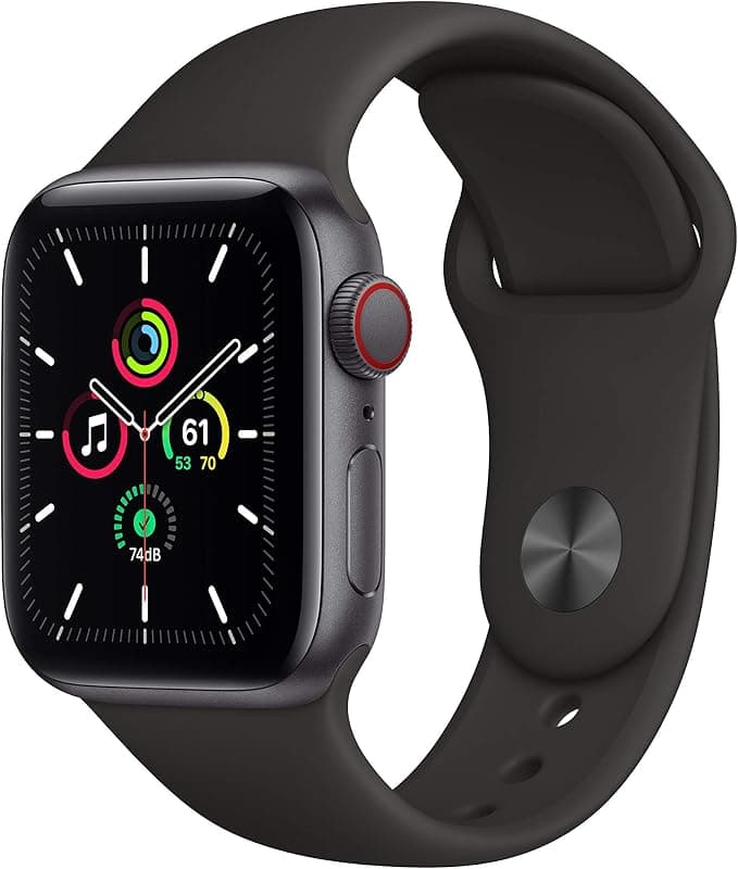Apple Watch SE 2020 (GPS + Cellular, 40 mm) Space Grey Aluminium Case with Black Sport Strap (Refurbished) - Image 1