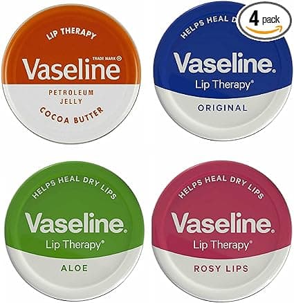 Vaseline Vaseline Lip Therapy Lip Balm - 20g - Cocoa Butter, Aloe, Rosy Lips and Original Flavour - Soothes Dry Lips (Pack of 4)