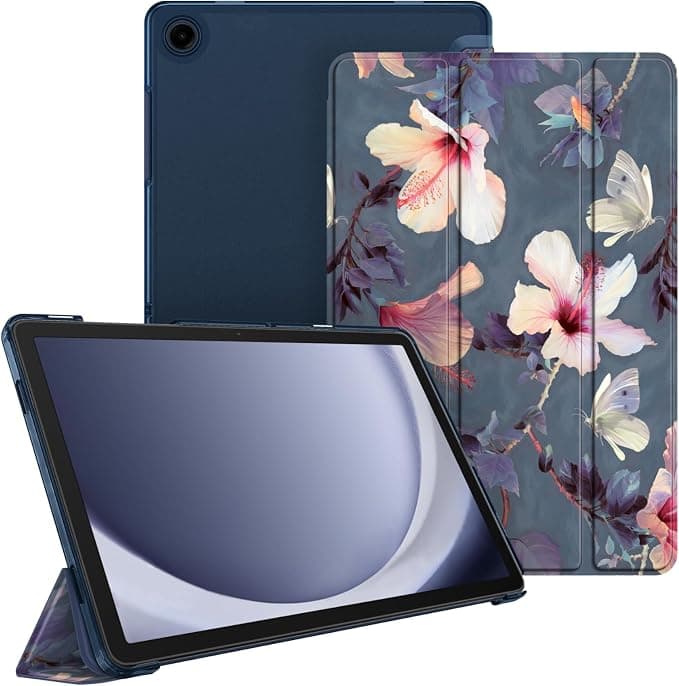 FINTIE Case for Samsung Galaxy Tab A11 Plus (A11+) 11 inch 2025 and Galaxy Tab A9 Plus (A9+) 11 inch 2023, Transparent Frosted Hard Case Cover, Slim and Lightweight, Hibiscus Flower