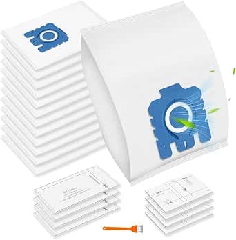 Pure GN 3D Vacuum Cleaner Bags for Miele Hyclean GN Classic C1 Complete C2 Complete C3 S2 S5 S8 S600 S800 S800 Vacuum Cleaners with 4 Air Clean Filters and 4 Motor Filters 9917730 12281680 12421130