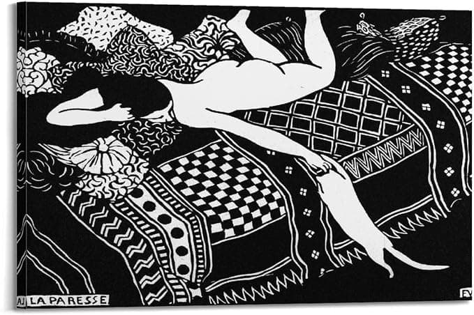 KANGZENG Felix Vallotton Peinture sur toile représentant un chat jouant avec un chat 30 x 45 cm - Image 1