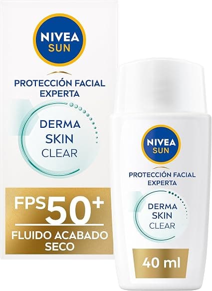 NIVEA SUN Derma Skin Clear Fluid Face Sunscreen UPF 50+ (1 x 40 ml), Ultra Light Sunscreen with Matte Effect, Blemish Protection - Image 1