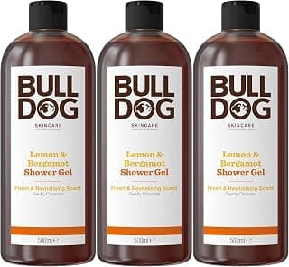 Bulldog Skincare Lot de 3 gels douche au citron et à la bergamote pour homme, naturel, rafraîchissant, 500 ml