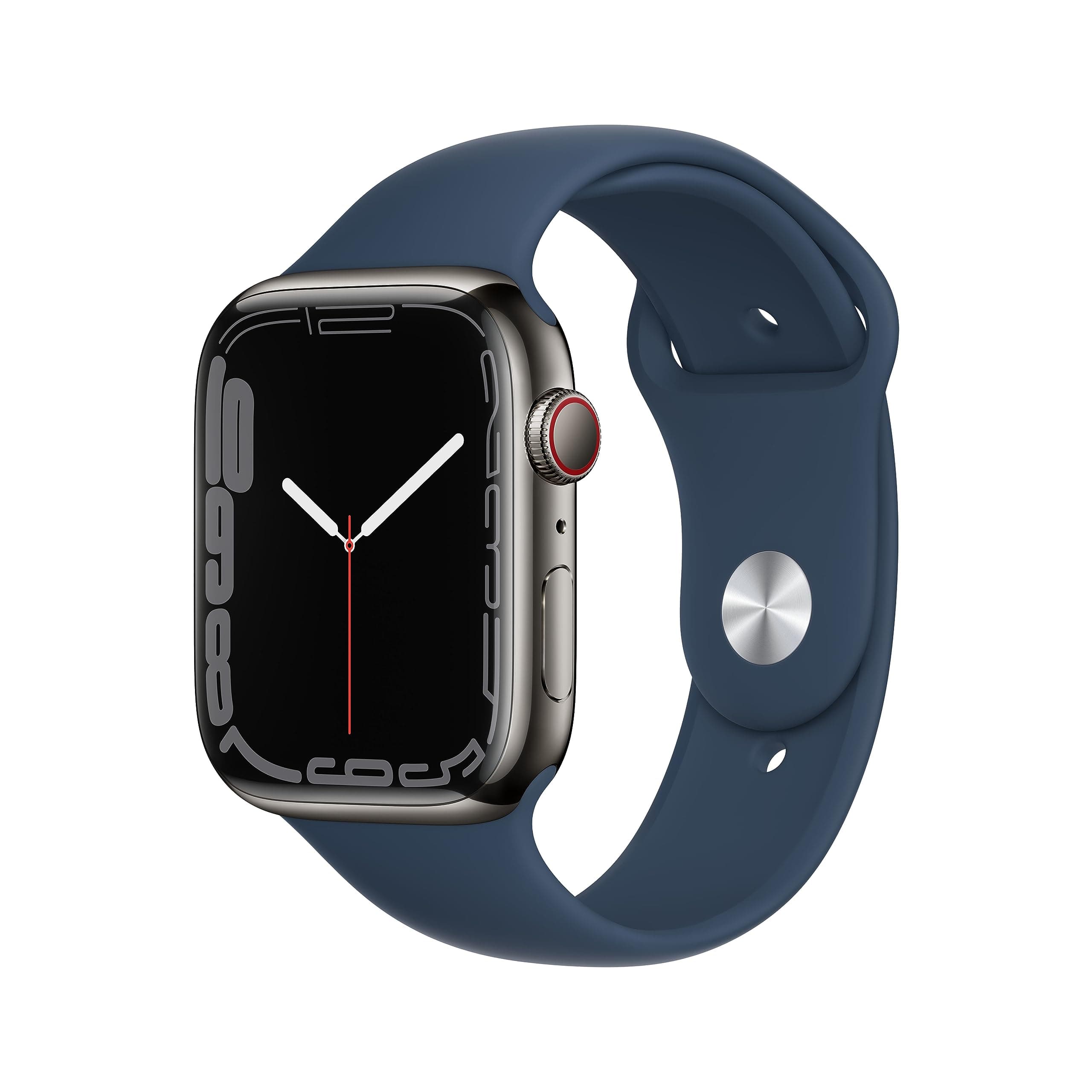 Apple Watch Series 7 (GPS + Cellular, 45 mm) Smartwatch – Edelstahlgehäuse Graphit, Sportarmband Abyssblau – Regular. Fitnesstracker, Blutsauerstoff und EKGApps, Always-On Retina Display, Wasserschutz - Image 1